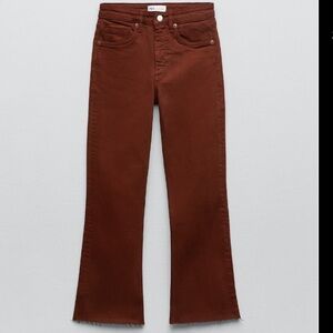 ZARA TRF FLARE CROPPED JEANS DARK BROWN SIZE 30 (US 10)